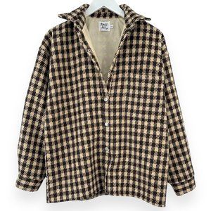 Princess Polly Harry Brown Beige Check Plaid Poly Wool Jacket S/M